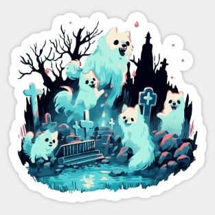 Happy dog ghosts Sticker